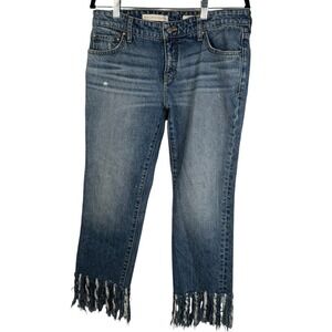 Anthropologie Pilcro and the Letterpress Hyphen Fringe Crop Jeans‎ Size 28